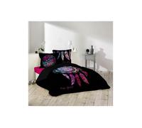 Housse de couette - 200 x 200 cm + taies - Porte-bonheur - Attrape-rêve - Noir