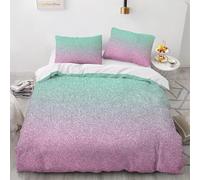 Housse de Couette 200 x 200 étoiles Colorées Imprimé 3D Parure de lit 2 Personnes Turquoise Bleu Sarcelle Rose avec 2 Taies d'oreiller 65x65 cm Douce Microfibre Literie 3 Pièces pour Adulte a_597