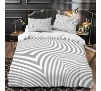 Housse de Couette 200x200 Adulte Art Abstrait 3D Imprimé Parure de Lit 2 Personnes Motif Spirale Gris 3 Pièces Doux Microfibre Literie avec Fermeture Éclair et 2 Taies d'oreiller 65x65 cm c.345