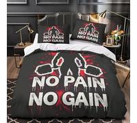 Housse de Couette 200x200 Adulte Citations Drôles 3D Parure de Lit 2 Personnes en Microfibre Haltérophilie 3 Pièces Ensemble de literie Noir avec Fermeture Éclair et 2 Taies d'oreiller G.299