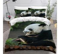 Housse de Couette 200x200 Adulte Panda Mignon 3D Imprimé Parure de Lit 2 Personnes Animaux du Zoo 3 Pièces Doux Microfibre Literie avec Fermeture Éclair et 2 Taies d'oreiller 65x65 cm d-195
