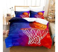 Housse de Couette 200x200 Basket Marron Parure de Lit 200x200 et 2 Taies d'oreiller, 3D Motif Imprimé en Microfibre avec Fermeture Éclair