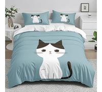 Housse De Couette 200X200 Bleu Marron Imprimé Microfibre Brossée Douce Housse De Couette - Fermeture Éclair, avec 3 Taie d'oreiller