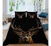 Housse de Couette 200x200 Cerf Rouge Parure de Lit 2 Personnes Ado Impression 3D Motif Animaux Sauvages Ultra Doux Microfibre Literie avec Fermeture Éclair et 2 Taies d'oreiller 50x75 cm
