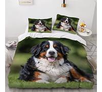 Housse de Couette 200x200 Chiens 3D Imprimé Parure de lit Douce Hypoallergique 3 Pièces Bouvier Bernois Bedding avec Fermeture Éclair et 2 Taie d'oreiller Convient à Adultes Ado
