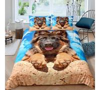 Housse de Couette 200x200 Chiot Tertre Parure de Lit 2 Personnes Ensemble de Literie en Microfibre Douce Mignon 3D avec Fermeture Éclair et Taies d'oreiller 65x65 2104-A