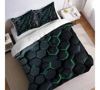 Housse de Couette 200x200 cm 2 Personnes Gris foncé Parure de Lit nid d'abeille Abstrait Imprimée en Microfibre avec Fermeture Éclair et 2 Taies d’Oreiller 65x65 cm, pour Adultes Garçons et Filles