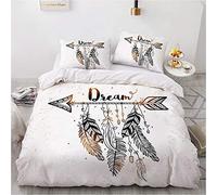 Housse de Couette 200x200 cm Adolescent Attrape RêVe Gris Parure de Lit 2 Personnes avec Fermeture Éclair Doux Respirant Microfibre Housse de Couette et 2 Taie d'oreiller 65x65 cm