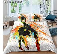 Housse de Couette 200x200 cm Adulte - Fille Peinte de Gymnastique 3 Pièces Parure de Lit 2 Personne en Microfibre, Ensemble de Literie pour Enfant avec 2 Taies d'oreillers 65x65 cm