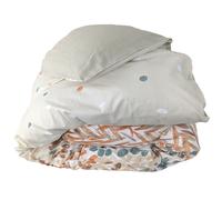 Housse de couette 200x200 cm en 100% coton ÉVASION pêche écru