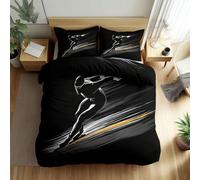 Housse de Couette 200x200 cm Patinage de Vitesse 3D Imprimé Parures de Lit Thème Sombre Douceur Microfibre 2 Personnes Literie avec Fermeture Éclair et Taie d'oreiller 65x65 cm j-609