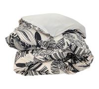 Housse de couette 200x200 cm percale de coton ALBA beige/noir