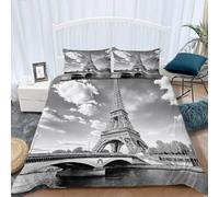 Housse de Couette 200x200 cm Pont-Tour électronique 3D Imprimé Parures de Lit Architecture Douceur Microfibre 2 Personnes Literie avec Fermeture Éclair et Taie d'oreiller 65x65 cm f-3477