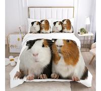 Housse de Couette 200x200 Cochon d'Inde Microfibre Parure de Lit 3D Imprimée Animaux Drôles Housse Couette Ultra Douce Confortable avec 2 Taies d'oreiller 65x65 B-2333