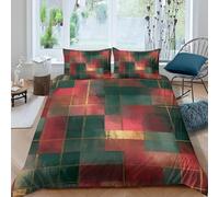 Housse de Couette 200x200 DéGradé Rouge et Vert Parure de Lit 3D Imprimée Microfibre Style Abstrait Housse Couette 2 Personnes avec Fermeture éclair + 2 Taie d'oreiller 65x65 cm b.4336