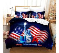Housse de Couette 200x200 Drapeau AméRicain Parure de Lit Adulte - Parure Housse Couette 2 Personnes Imprimé en Microfibre avec 2 Taies d'oreiller 65x65 cm
