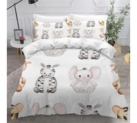 Housse De Couette 200x200 éléphant Zèbre Ado Garçons Filles Parure De Lit 2 Personnes 3D Motif Kawaii Animaux Douce Microfibre avec Fermeture Éclair avec Taie d'oreiller 50x75