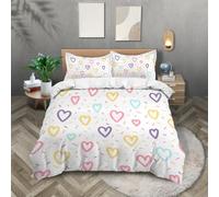 Housse de Couette 200X200 en Forme de Cœur Arc-En-Ciel pour Femmes,Filles et Adolescentes,Parure de lit avec Jolis Cœurs Colorés,Housse de Couette 200X200 en Microfibre Douce et Moderne avec Taies