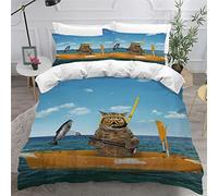 Housse de Couette 200x200 Enfant Chat 3D Imprimé Fille Parure de lit 2 Personnes Dessin Animé 3 Pièces Confortable Doux Microfibre avec Fermeture Éclair Literie et 2 Taie d'oreiller