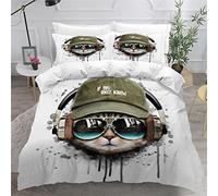 Housse de Couette 200x200 Enfant Chat 3D Imprimé Fille Parure de lit 2 Personnes Musique 3 Pièces Confortable Doux Microfibre avec Fermeture Éclair Literie et 2 Taie d'oreiller