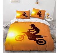 Housse de Couette 200x200 équitation Parure de lit 2 Personnes Sports Extrêmes 3D Imprimée Doux Literie Set Microfibre Housses Couettes avec Fermeture Éclair et 2 Taies d'oreiller G-3001