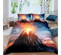 Housse de Couette 200x200 éruption Volcanique 3D Parure de Lit Catastrophes Naturelles en Microfibre Doux Housses Couettes 2 Personnes avec Fermeture Éclair avec 2 Taies d'oreiller 65x65 cm H.2380
