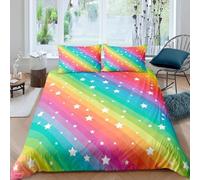 Housse de Couette 200x200 éToiles Rainbow Parure de Lit 2 Personnes Art Abstrait 3 Pièces Housse Couette en Microfibre Douce Imprimé 3D avec 2 Taies d'oreiller 65x65 cm d-2110