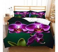 Housse de Couette 200x200 Fleur Violette Microfibre Douce Parures de Lit 2 Personnes Imprimé 3D Belles Fleurs Housses Couette avec 2 Taies d'oreiller et Fermeture Éclair g.5776