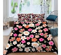 Housse de Couette 200x200 Fleurs Multicolores Microfibre Douce Parures de Lit 2 Personnes Imprimé 3D Belles Fleurs Housses Couette avec 2 Taies d'oreiller et Fermeture Éclair g.6532