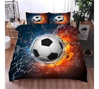 Housse de Couette 200x200 Football GarçOn, Parure de Lit 2 Personnes pour Lit 140x190 160x200, Housse Couette Imprimée Flamme 3d, Ensemble de Literie Ultra Doux avec 2 Taies d'oreiller 65x65 cm, Z16