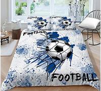 Housse de Couette 200x200 Football, Graffiti Parure de Lit 2 Personnes Imprimée 3D Microfibre, 2 Taies d'oreiller 65x65 cm avec Fermeture éclair
