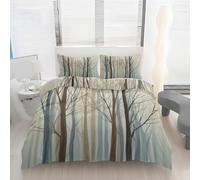 Housse de Couette 200x200 Forêt Abstraite Imprimé, Parure de lit Silhouette Arbre Réversible Microfibre avec Fermeture Éclair, 2 Personnes, Ensemble de Literie 3 Pièces et 2 Taies d'oreiller Y117y