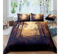 Housse de Couette 200x200 Forêt Imprimée 3D Nature Sauvage Parure de Lit 2 Personnes Doux Microfibre Literie avec 2 Taies D'oreillers 65x65 cm avec Fermeture Éclair c.219