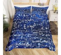 Housse de Couette 200x200 Formule Mathématique Parure de Lit 3 Pièces Biologie Galaxie Bleue 3D Reversible Ensemble de Literie Adulte Microfibre Douce avec 2 Taies d'oreiller M-255