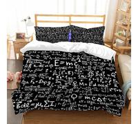 Housse de Couette 200x200 Formule Parure de Lit équation Physique 3D Ultra Doux Respirante Microfibre Housse Couette 2 Personnes avec Fermeture Éclair et 2 Taies d'oreiller 65x65 g.369