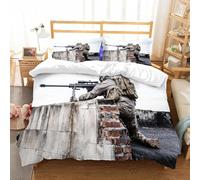 Housse de Couette 200x200 Fusil de Sniper Parure de Lit Batailles Militaires 3D Ultra Doux Respirante Microfibre Housse Couette 2 Personnes avec Fermeture Éclair et 2 Taies d'oreiller 65x65 g.621