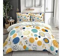 Housse de Couette 200x200 Géométrie des Points Parure de Lit Pois Imprimé 3D Sets de Housses de Couettes en Microfibre Doux avec Fermeture Éclair et 2 Taies d'oreiller C-263