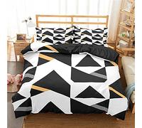 Housse de Couette 200x200 Géométrie Noir Blanc Housses de Couettes Ado Adulte Housse de Couette Fermeture Eclair Parure de Lit 2 Places Personne Romantique Microfibre