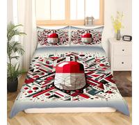 Housse de Couette 200x200 Illustration Capsule Imprimée 3D Motifs Géométriques Parure de Lit 2 Personnes Doux Microfibre Literie avec 2 Taies D'oreillers 65x65 cm avec Fermeture Éclair S.346