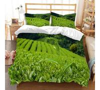 Housse de Couette 200x200 Jardin de Thé Microfibre Parure de Lit 3D Imprimée Housse Couette Ultra Douce Confortable avec 2 Taies d'oreiller 65x65 G.3604