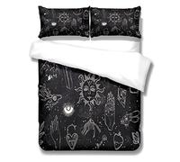 Housse de Couette 200x200 La Sorcière, Design d'impression Doux Parure de Lit en Microfibre 2 Personne avec Fermeture éclair et 2 Taie d'oreiller 65x65 cm