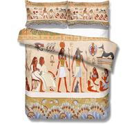 Housse de Couette 200x200 L'egypte Ancienne Parure de lit 2 Personnes Tribu Africaine Set de Housse Couette Microfibre Imprimée 3D Ensemble de Literie avec 2 Taies d'oreiller B/124