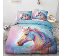 Housse de Couette 200x200 Licorne - Parure de Lit 2 Personne Animaux, Douce Microfibre Ensemble Couette Sets avec 2 Taie d'oreiller 65x65 cm Z-&6-22