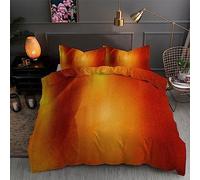 Housse de Couette 200x200 Orange Parure de Lit 200x200 Brume 2 Personnes ImpriméEs Housses de Couettes Microfibre Douceur avec 2 Taies d'oreiller, avec Fermeture ZippéE