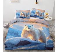 Housse de Couette 200x200 Ours Polaire - Decoration Ours Polaire, Parure de Lit 2 Personnes Animaux Polaire 3D, Linge de Lit en Microfibre Douce avec Fermeture éclair, 2 Taies d'oreiller 65x65 cm P*&4