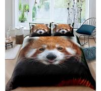 Housse de Couette 200x200 Panda Roux Parure de Lit 2 Personnes Animaux Imprimée 3D Microfibre Douce Panda Roux Housse Couette Réversible avec 2 Taies d'oreiller b4245