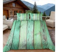 Housse de Couette 200x200 Panneau Bois Ferme, 2 Personnes, Parure de Lit Texture du Bois Microfibre avec 2 x Taie d'oreiller 65x65 cm avec Fermeture éclair