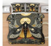 Housse de Couette 200x200 Papillon de Nuit Mystérieux, Réversible Parure de Lit Corps Céleste, Ensemble de literie Microfibre 3 Pièces avec Fermeture Éclair + 2 Taie d'oreiller 65x65cm