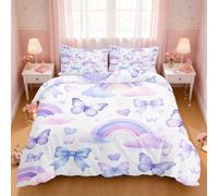 Housse de Couette 200x200 Parure de lit Papillons | 2 Personnes Housse Couette en Microfibre Douce avec Fermeture Éclair et 2 Taies d'oreiller 65x65 cm AI230ma