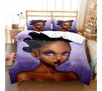 Housse De Couette 200x200, Parure De Lit Queen Size, Parure De Lit 2 Personnes Avec Housse De Couette Wakanda Girl, Parure De Lit En Microfibre Avec 2 Taies D'oreiller, Fille